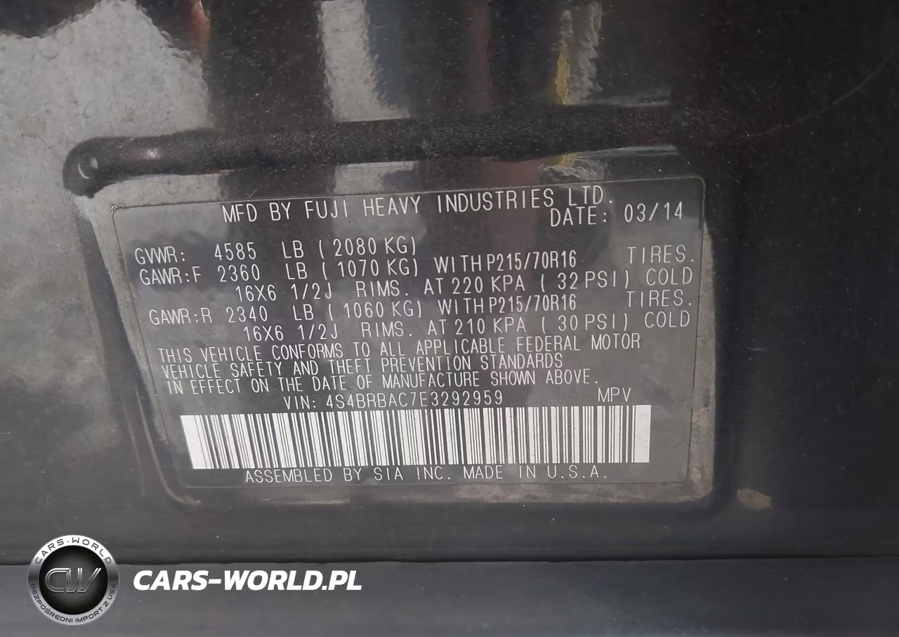 2014 Subaru Outback 2.5I VIN:4S4BRBAC7E3292959 - 9