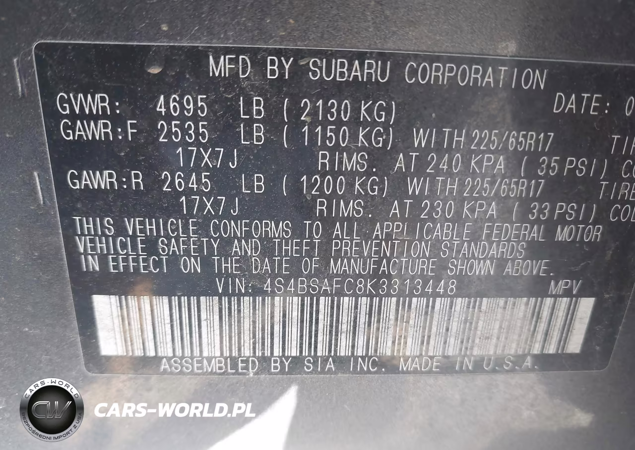 2019 Subaru Outback 2.5I Premium VIN:4S4BSAFC8K3313448 - 9
