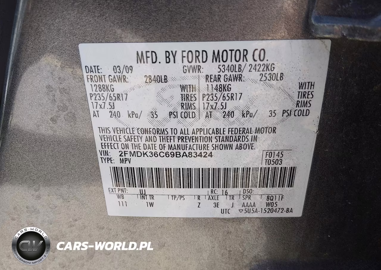 2009 Ford Edge Se VIN:2FMDK36C69BA83424 - 9