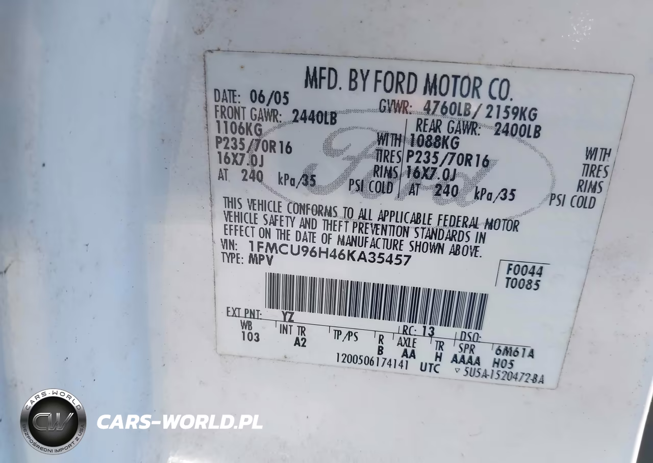 2006 Ford Escape Hybrid VIN:1FMCU96H46KA35457 - 9