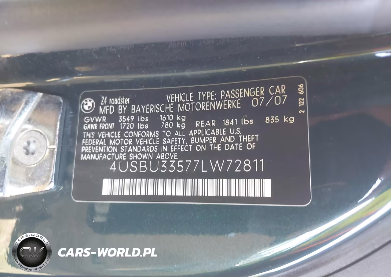 2007 BMW Z4 3.0I VIN:4USBU33577LW72811 - 9