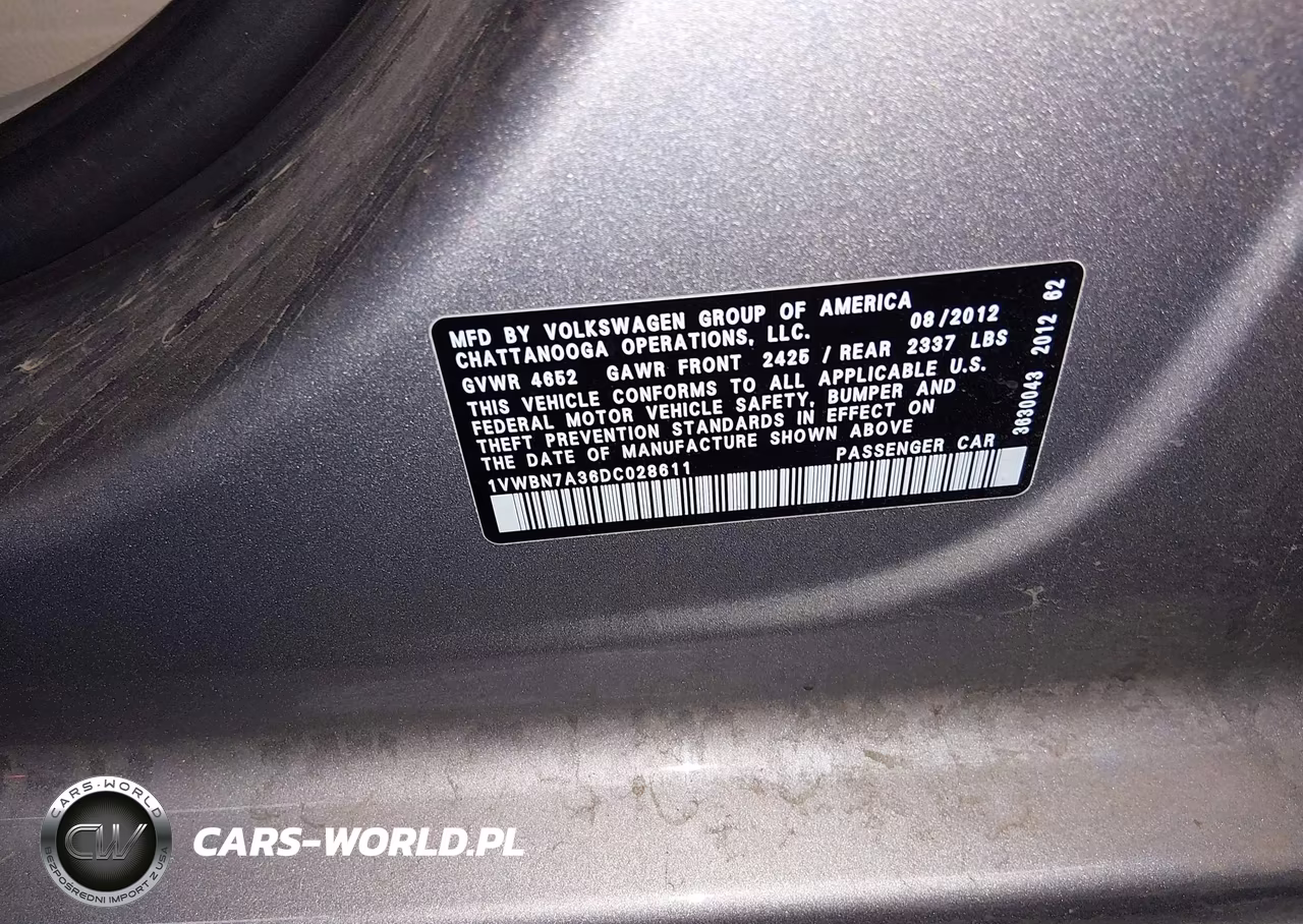 2013 Volkswagen Passat 2.0L Tdi Se VIN:1VWBN7A36DC028611 - 9