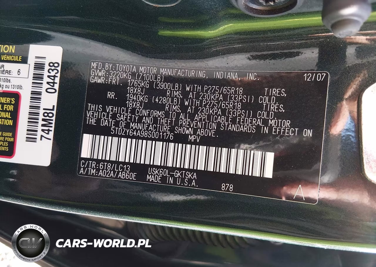 2008 Toyota Sequoia Sr5 5.7L V8 VIN:5TDZY64A98S001176 - 9