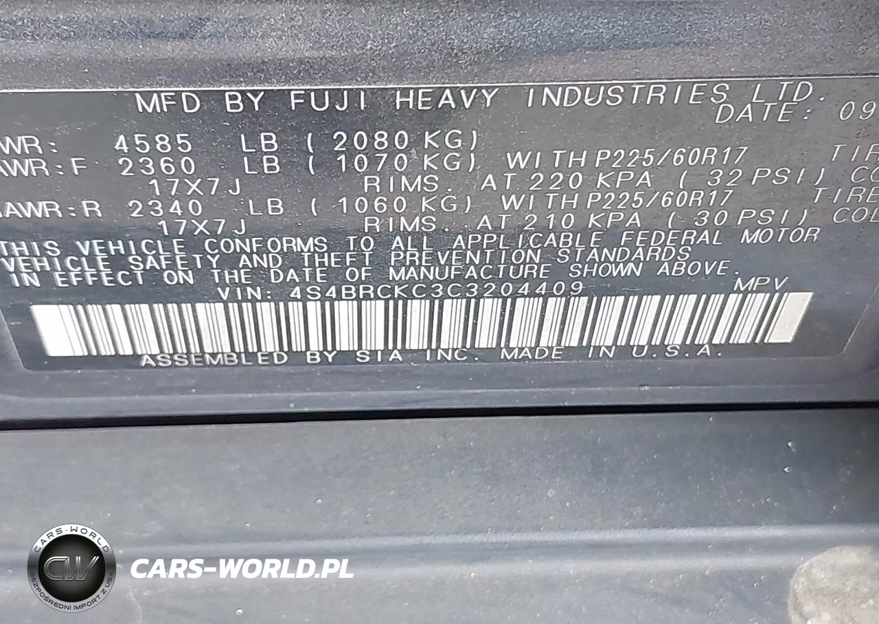 2012 Subaru Outback 2.5I Limited VIN:4S4BRCKC3C3204409 - 9
