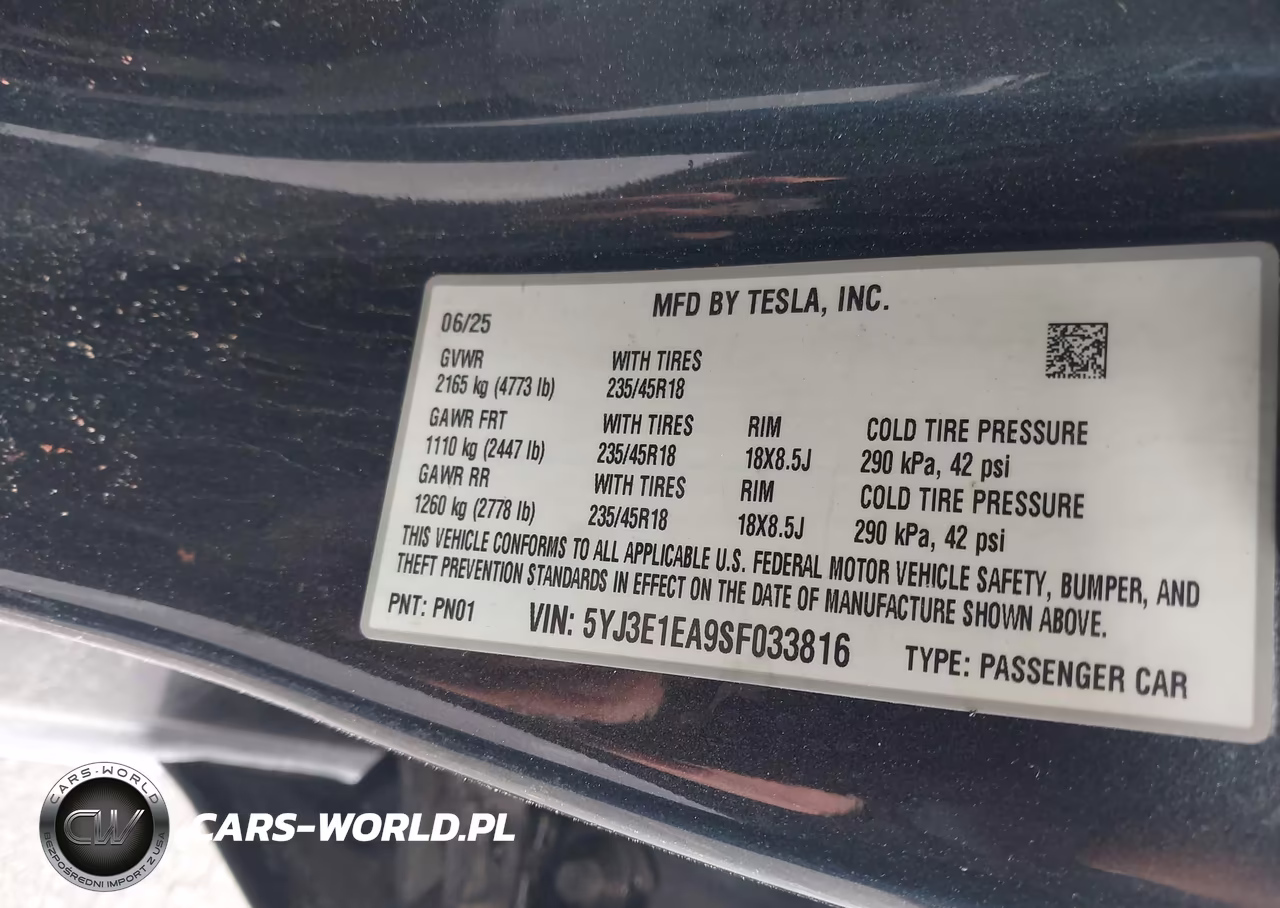 2025 Tesla Model 3 Long Range Rear-Wheel Drive-Standard Rear-Wheel Drive VIN:5YJ3E1EA9SF033816 - 9