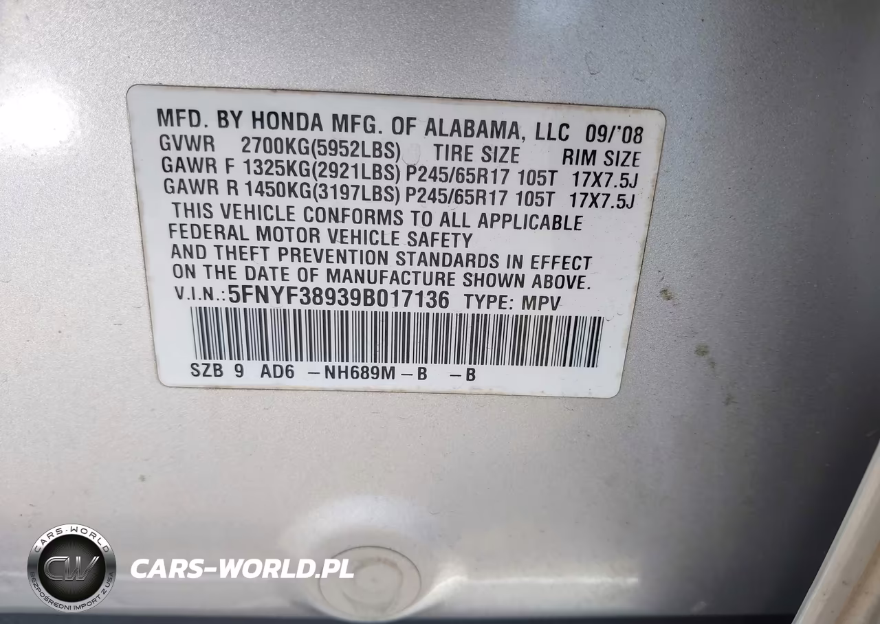2009 Honda Pilot Touring VIN:5FNYF38939B017136 - 9