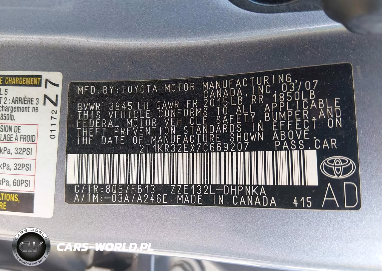 2007 Toyota Matrix Xr VIN:2T1KR32EX7C669207 - 9