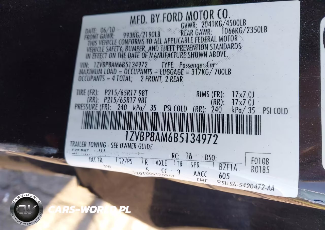 2011 Ford Mustang V6 VIN:1ZVBP8AM6B5134972 - 9