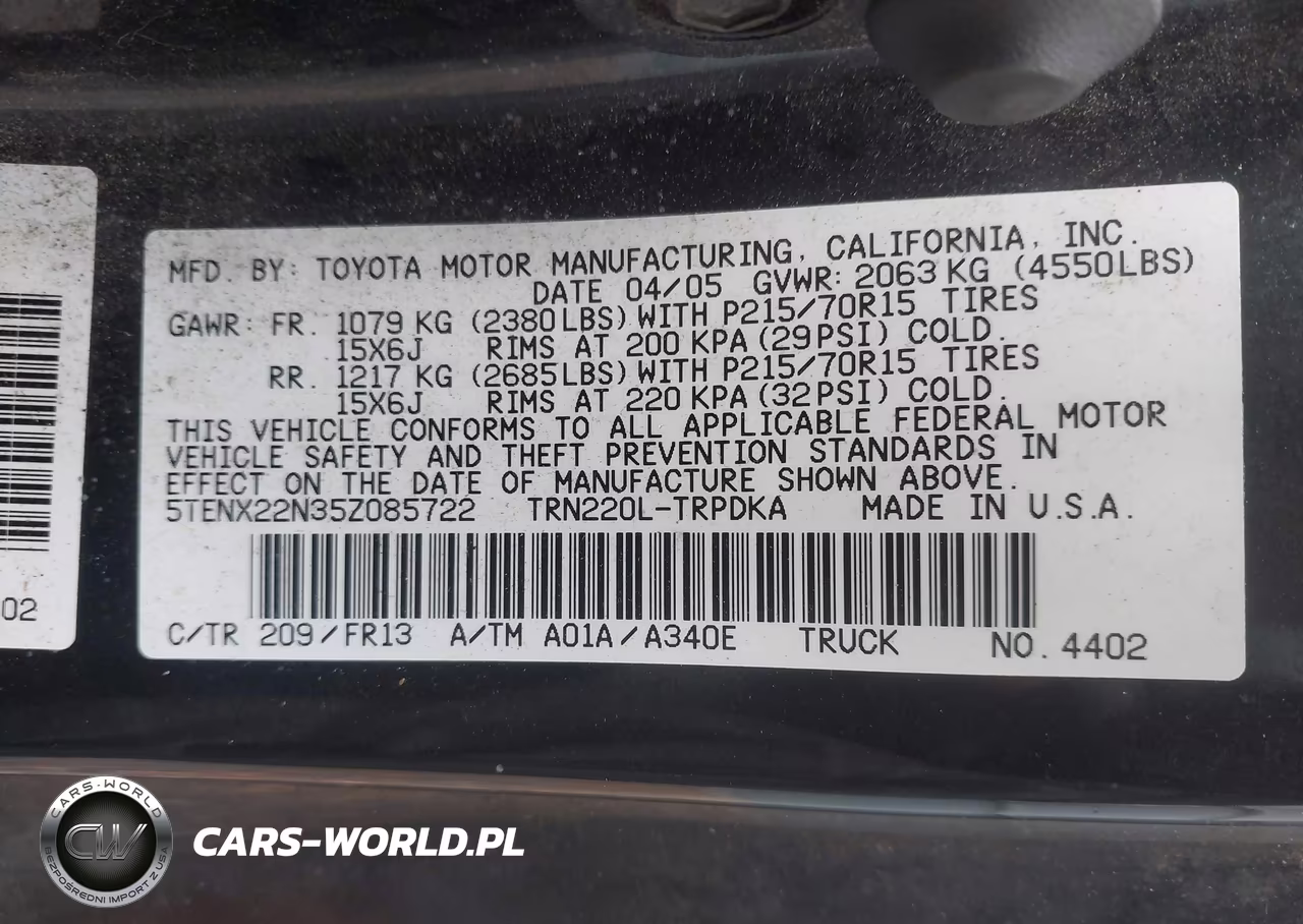 2005 Toyota Tacoma VIN:5TENX22N35Z085722 - 9