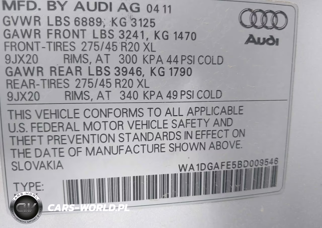 2011 Audi Q7 3.0T S Line Prestige VIN:WA1DGAFE5BD009546 - 9