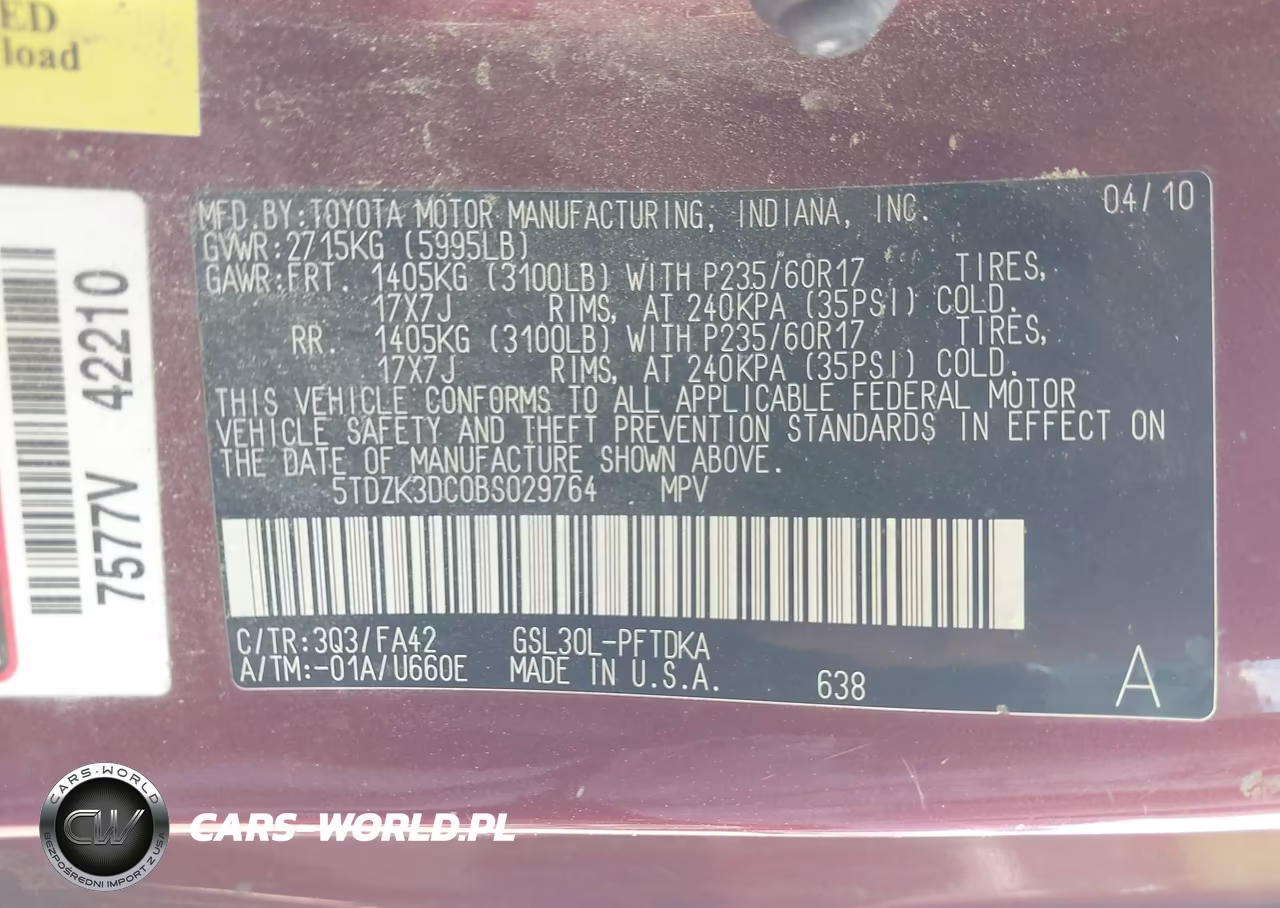 2011 Toyota Sienna Base V6 VIN:5TDZK3DC0BS029764 - 9