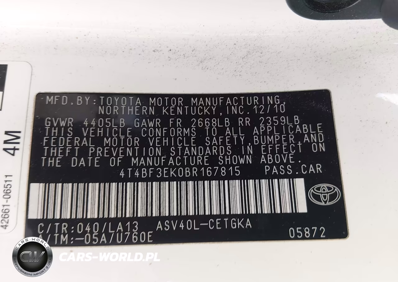 2011 Toyota Camry Xle VIN:4T4BF3EK0BR167815 - 9