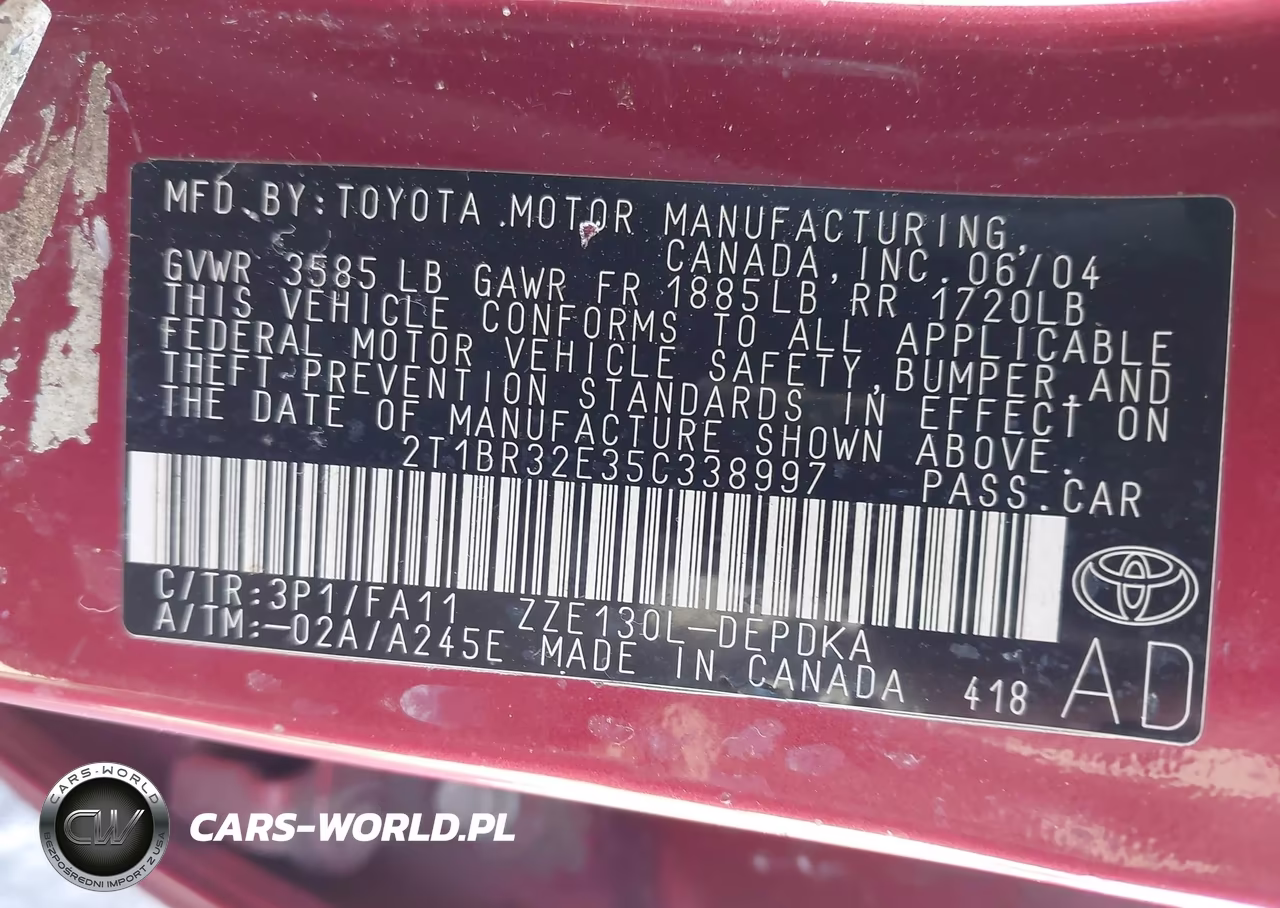2005 Toyota Corolla Ce VIN:2T1BR32E35C338997 - 9
