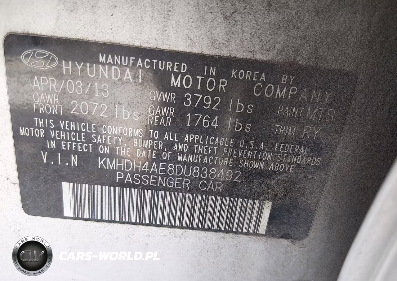 2013 Hyundai Elantra Limited VIN:KMHDH4AE8DU838492 - 9