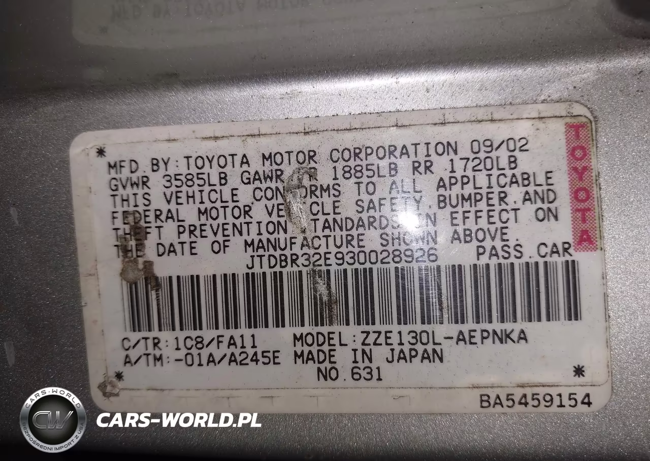 2003 Toyota Corolla Le VIN:JTDBR32E930028926 - 9