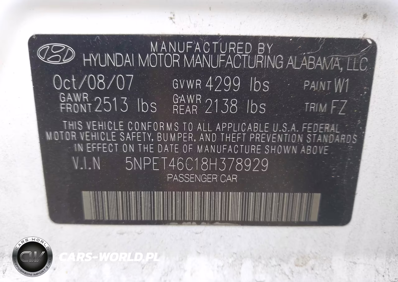 2008 Hyundai Sonata Gls VIN:5NPET46C18H378929 - 9