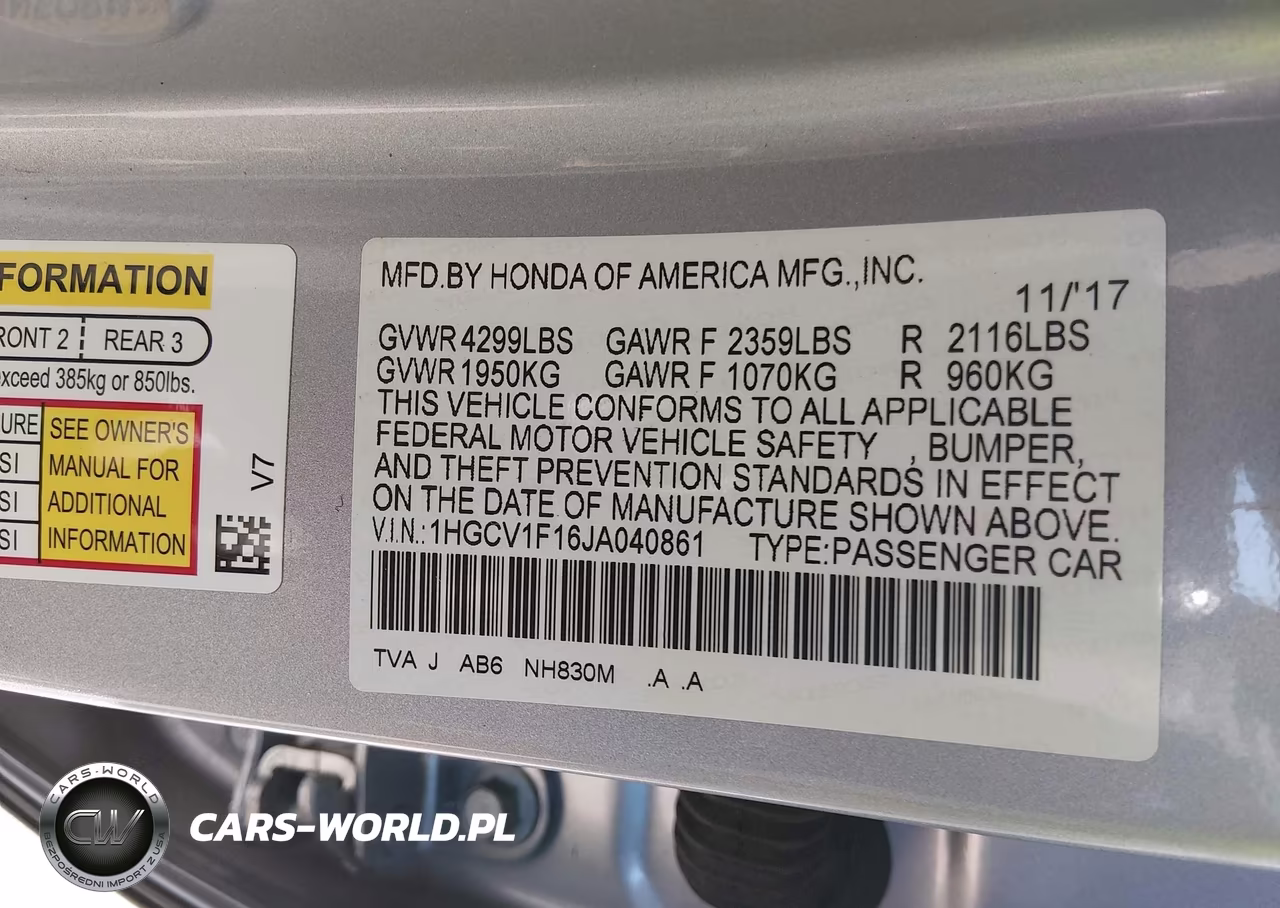 2018 Honda Accord Lx VIN:1HGCV1F16JA040861 - 9