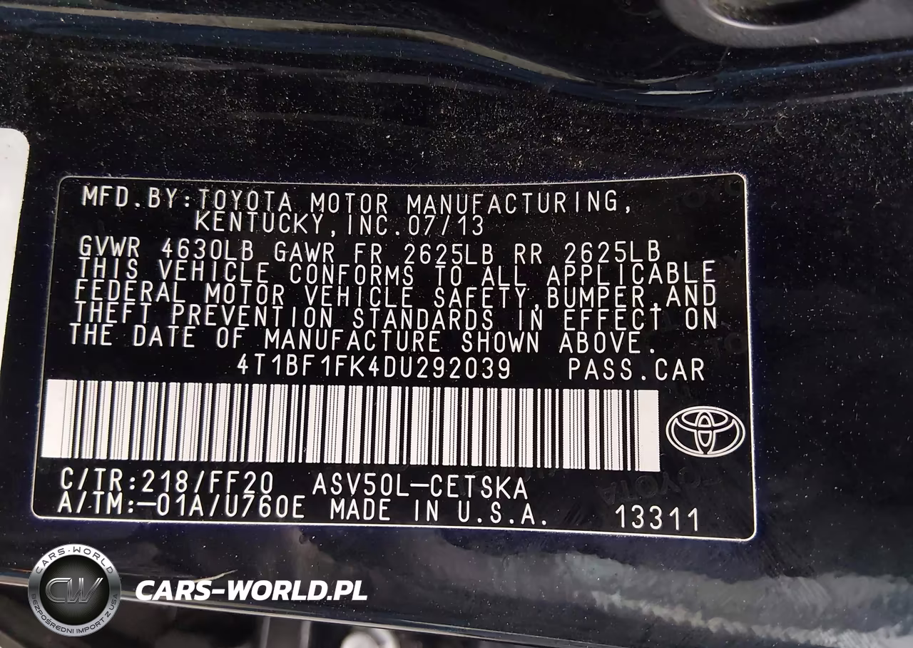 2013 Toyota Camry Se VIN:4T1BF1FK4DU292039 - 9