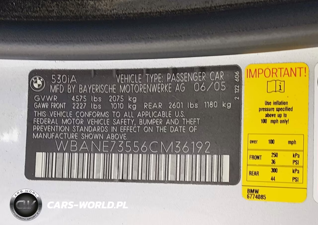2006 BMW 530I VIN:WBANE73556CM36192 - 9