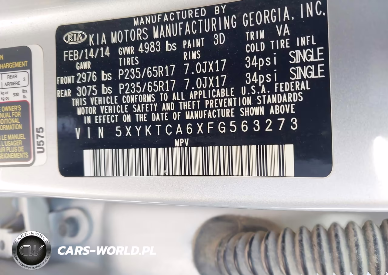 2015 Kia Sorento Lx VIN:5XYKTCA6XFG563273 - 9