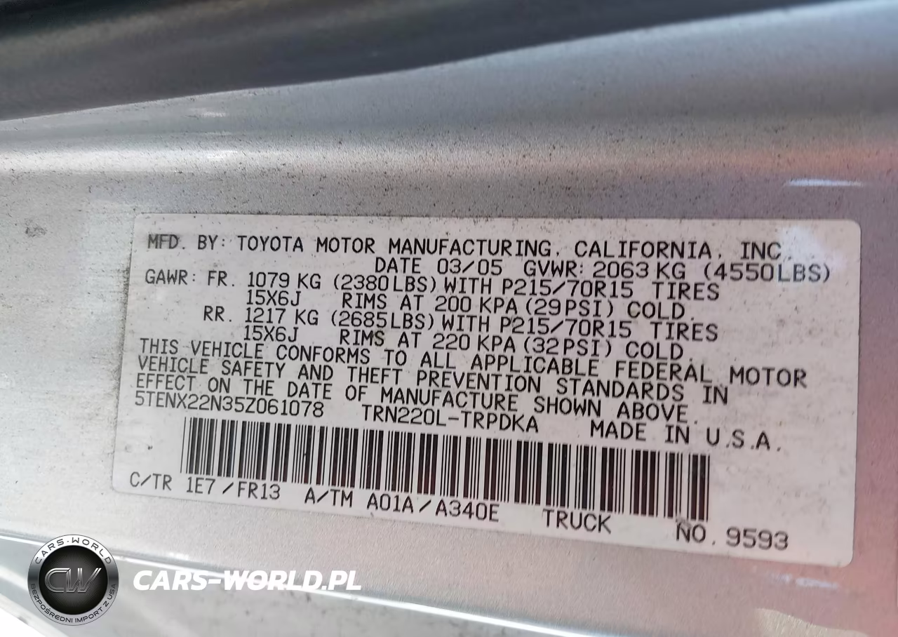 2005 Toyota Tacoma VIN:5TENX22N35Z061078 - 12