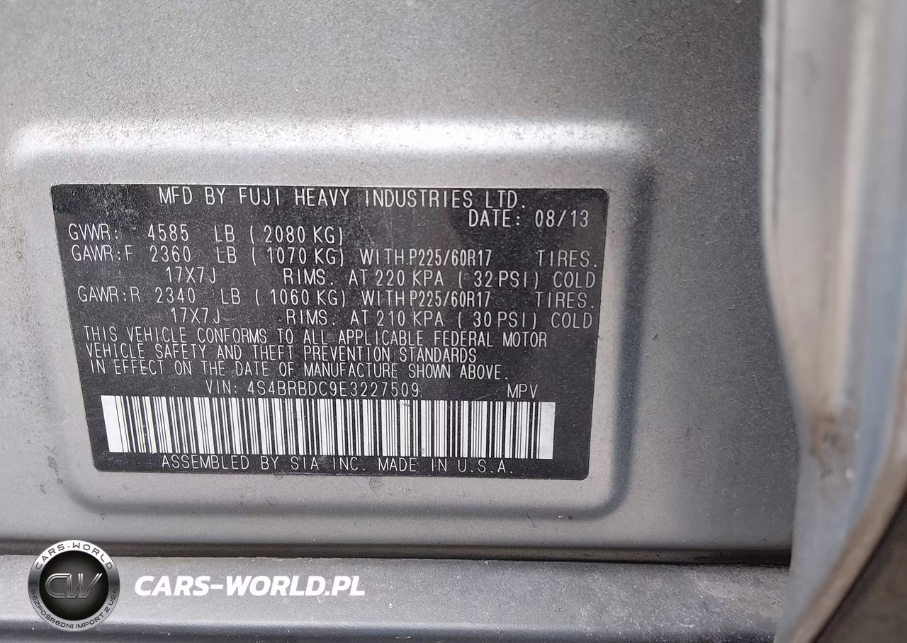 2014 Subaru Outback VIN:4S4BRBDC9E3227509 - 9