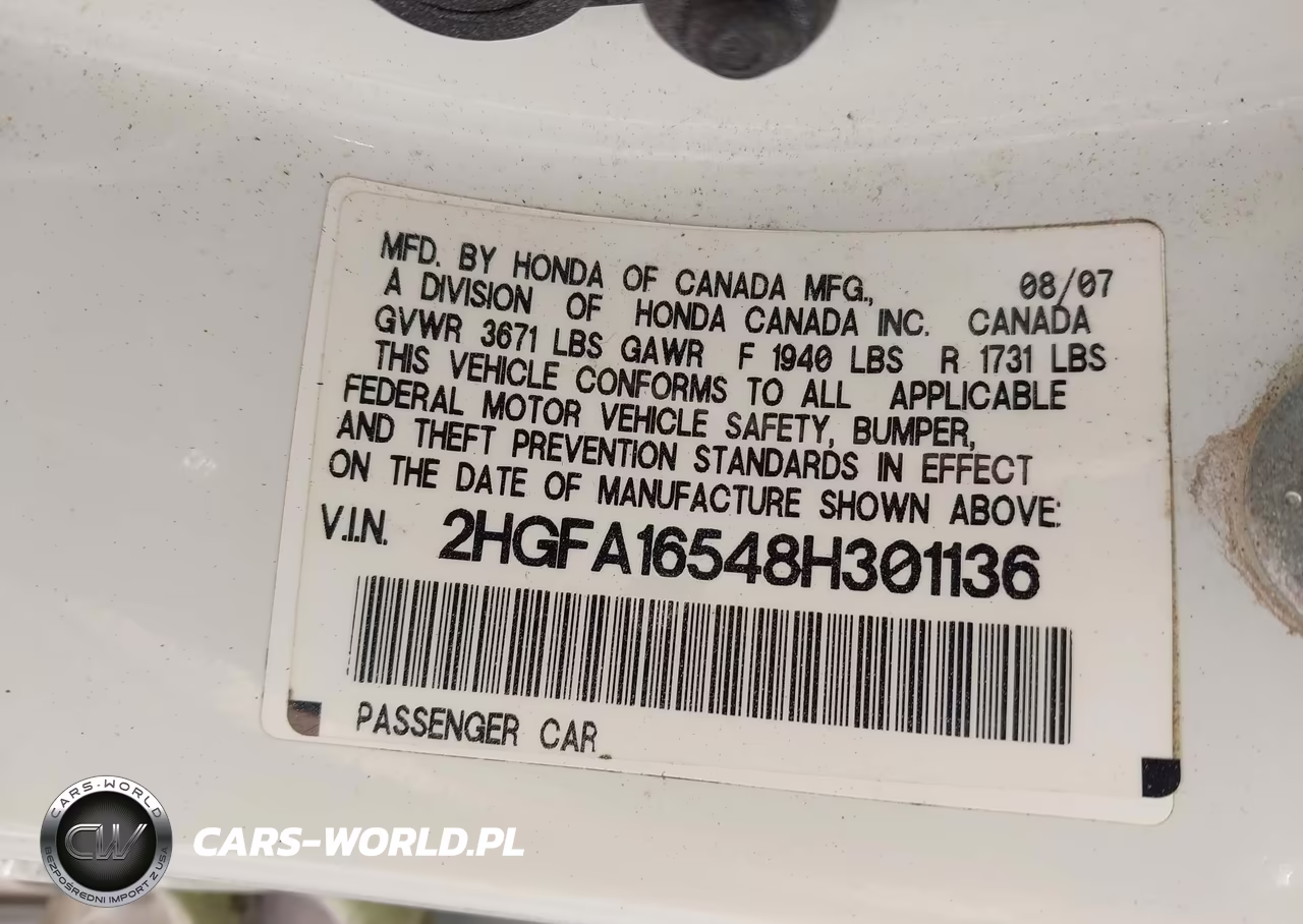 2008 Honda Civic Lx VIN:2HGFA16548H301136 - 9