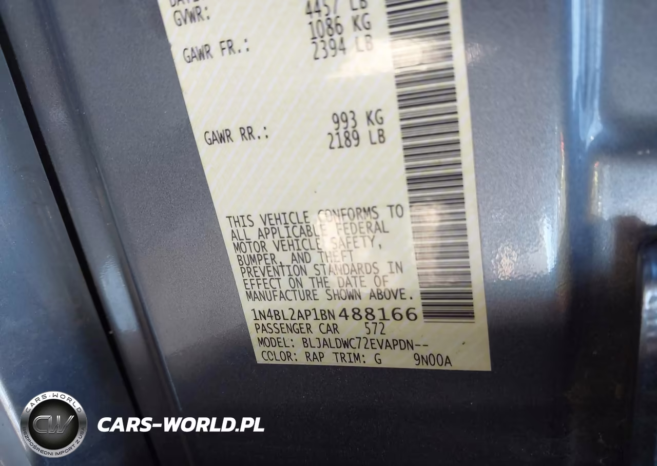 2011 Nissan Altima 3.5 Sr VIN:1N4BL2AP1BN488166 - 9