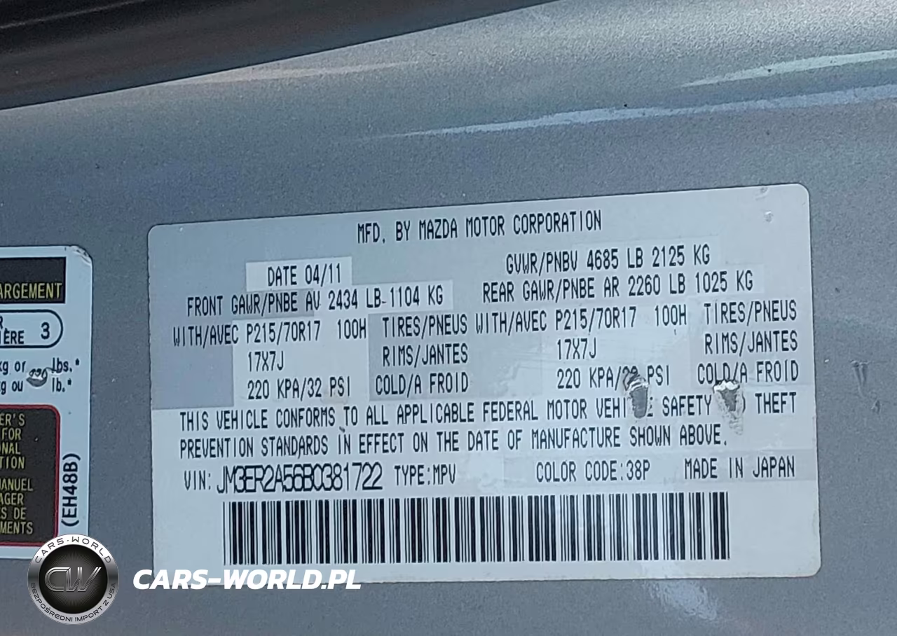 2011 Mazda Cx-7 I Sv VIN:JM3ER2A56B0381722 - 9
