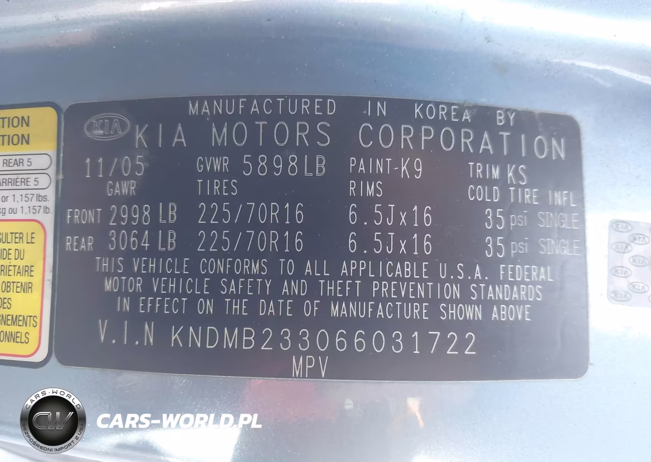 2006 Kia Sedona Ex-Lx VIN:KNDMB233066031722 - 9