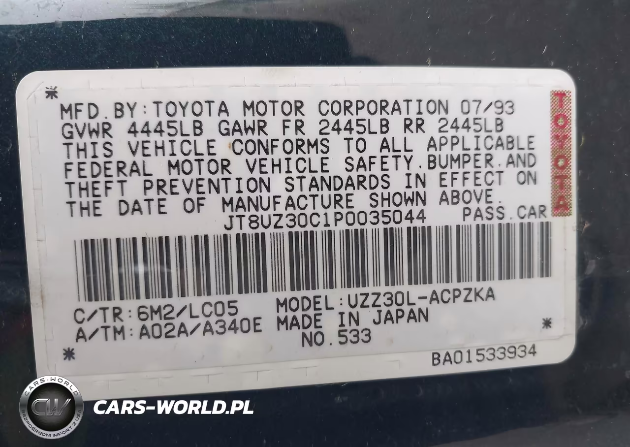 1993 Lexus Sc 400 VIN:JT8UZ30C1P0035044 - 9