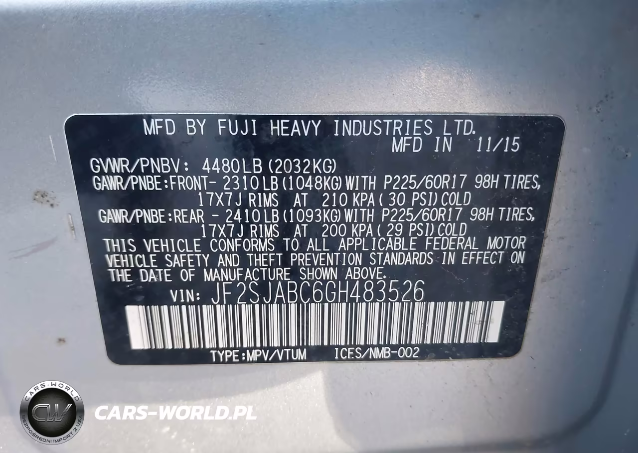 2016 Subaru Forester 2.5I VIN:JF2SJABC6GH483526 - 9