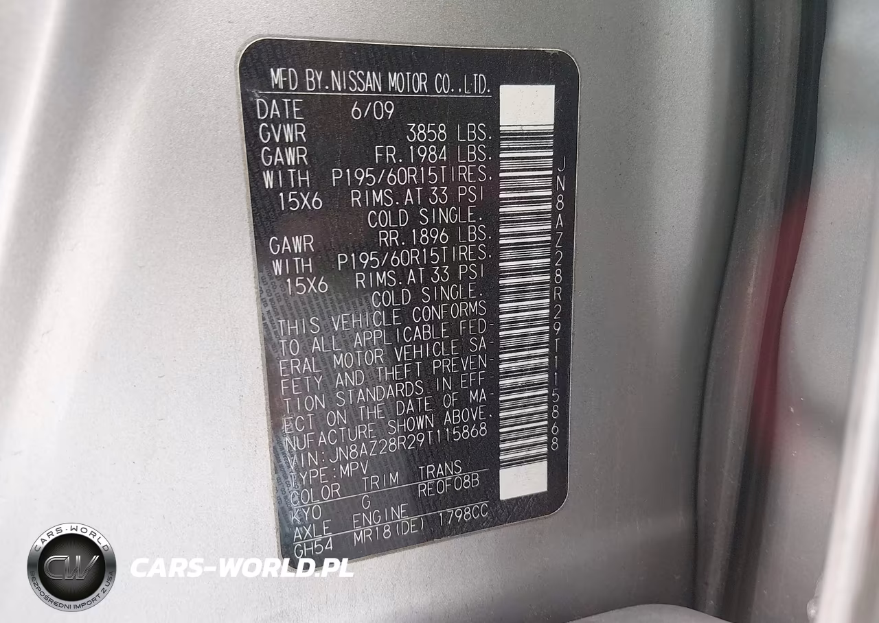 2009 Nissan Cube 1.8S VIN:JN8AZ28R29T115868 - 9