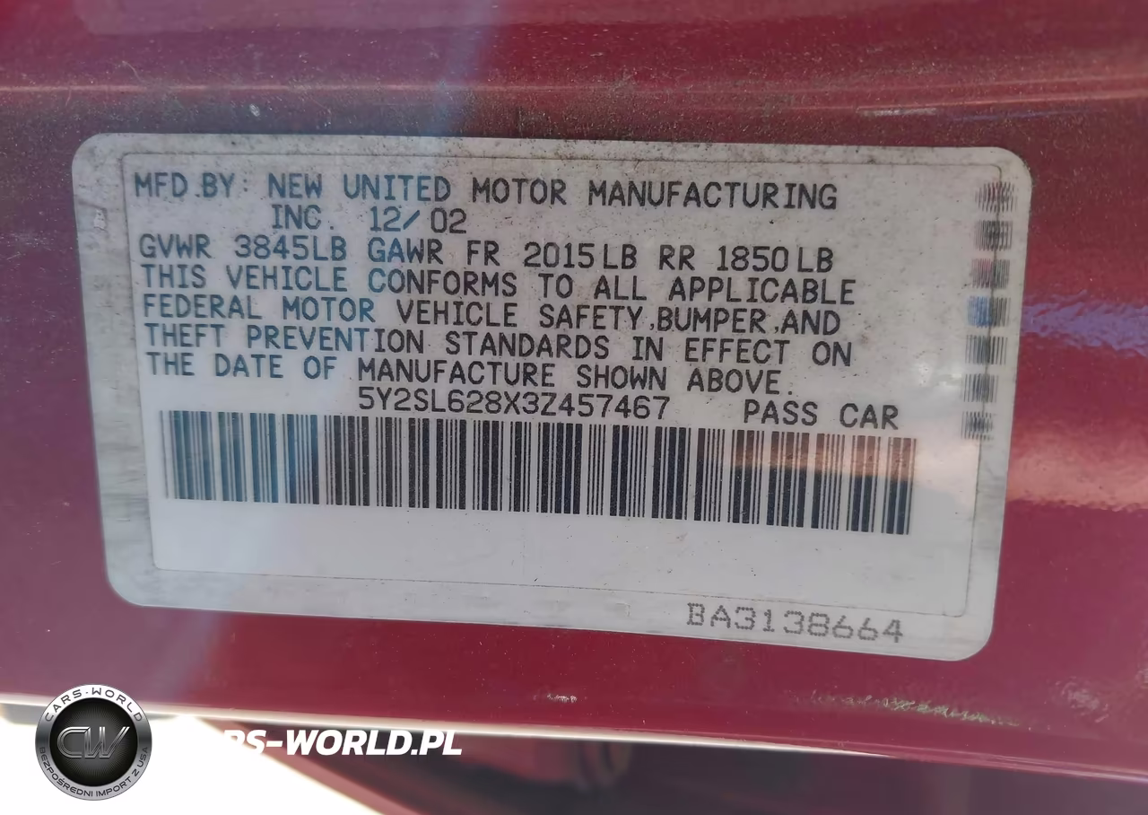 2003 Pontiac Vibe VIN:5Y2SL628X3Z457467 - 9