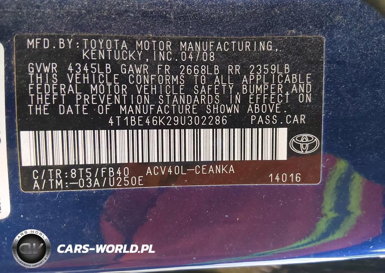 2009 Toyota Camry Le VIN:4T1BE46K29U302286 - 9