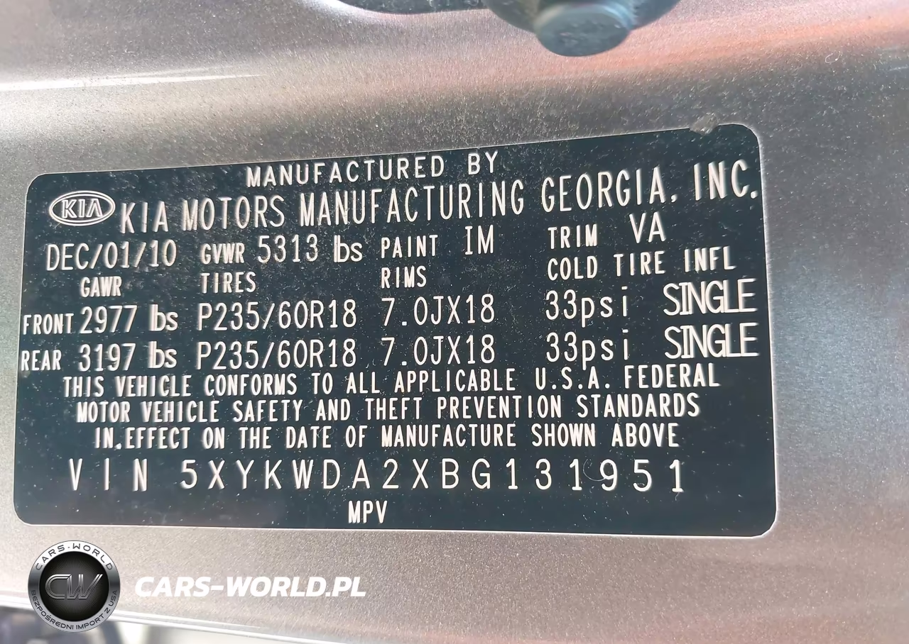 2011 Kia Sorento Sx V6 VIN:5XYKWDA2XBG131951 - 9