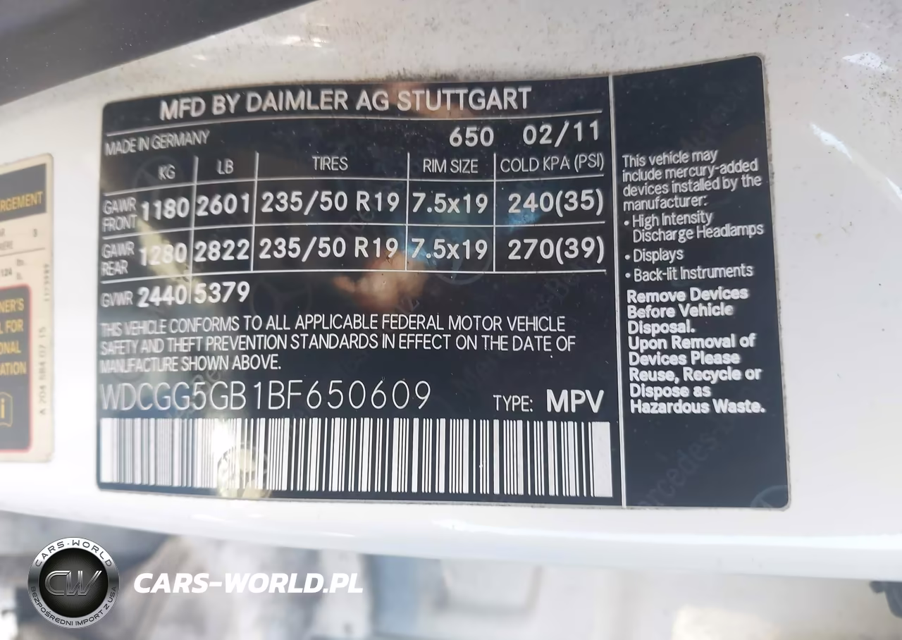 2011 Mercedes-Benz Glk 350 VIN:WDCGG5GB1BF650609 - 9