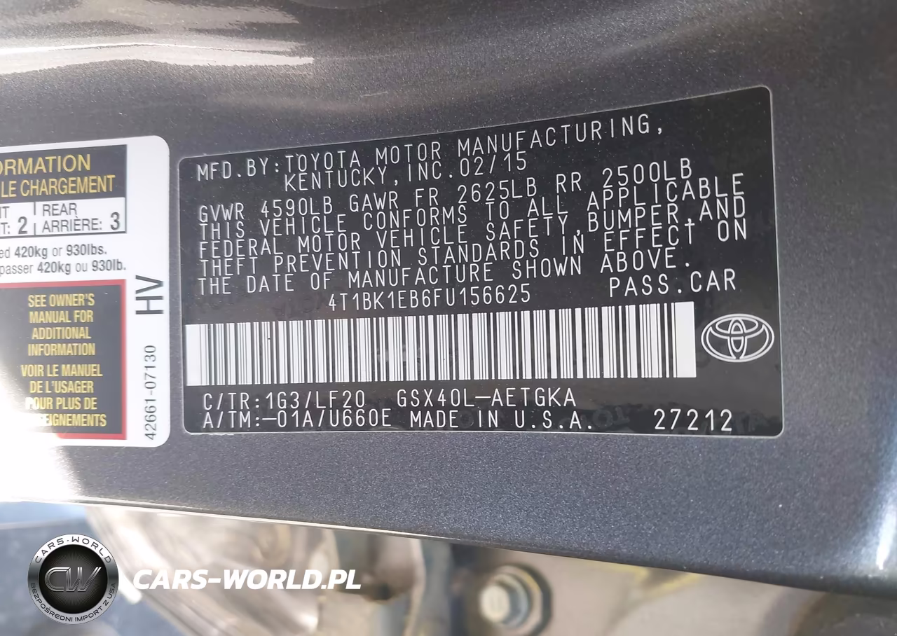 2015 Toyota Avalon Xle Premium VIN:4T1BK1EB6FU156625 - 9