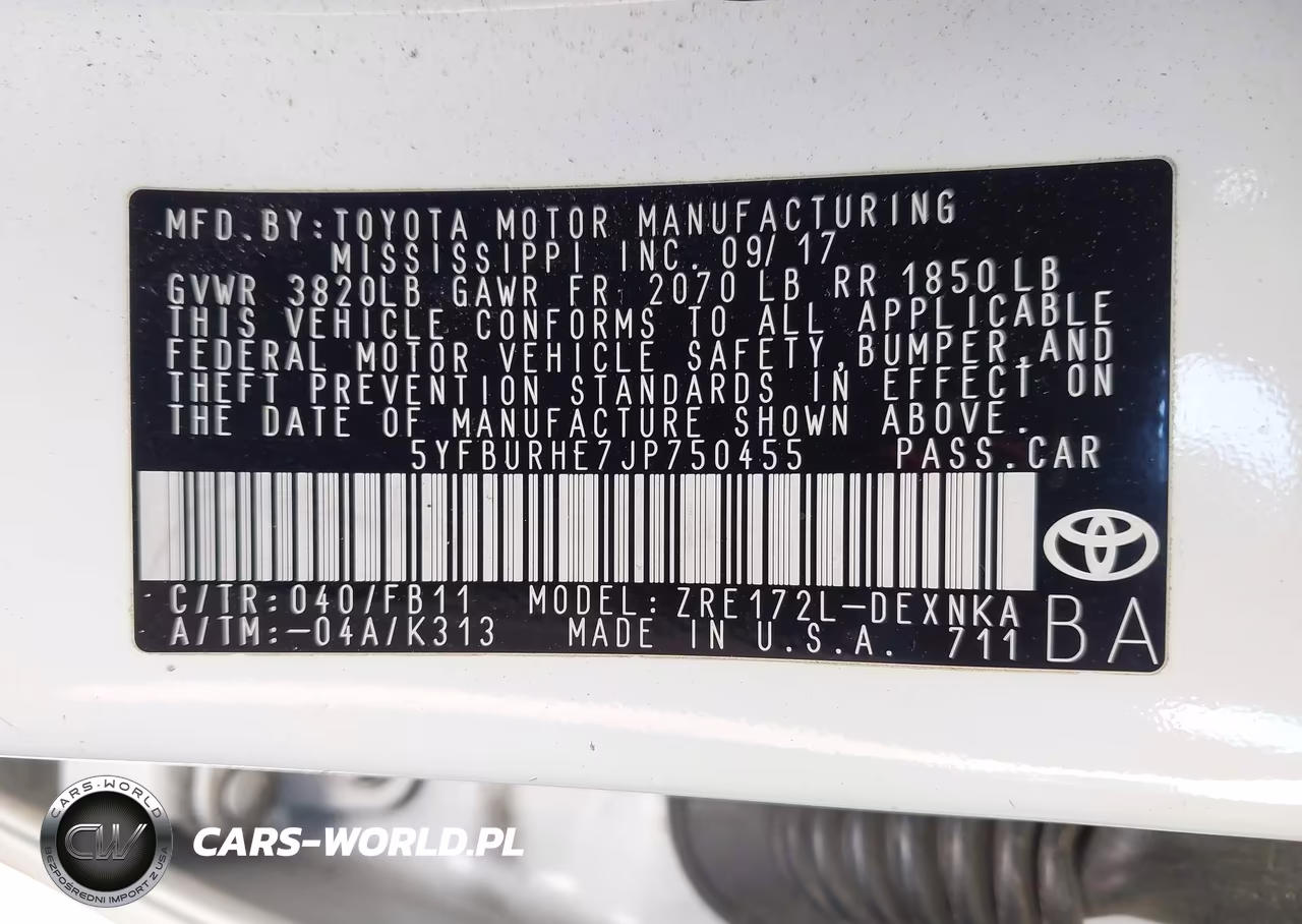 2018 Toyota Corolla Le VIN:5YFBURHE7JP750455 - 9
