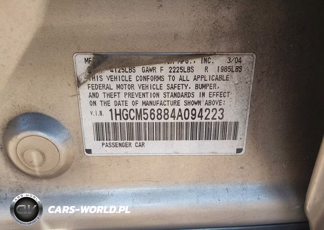 2004 Honda Accord 2.4 Ex VIN:1HGCM56884A094223 - 9