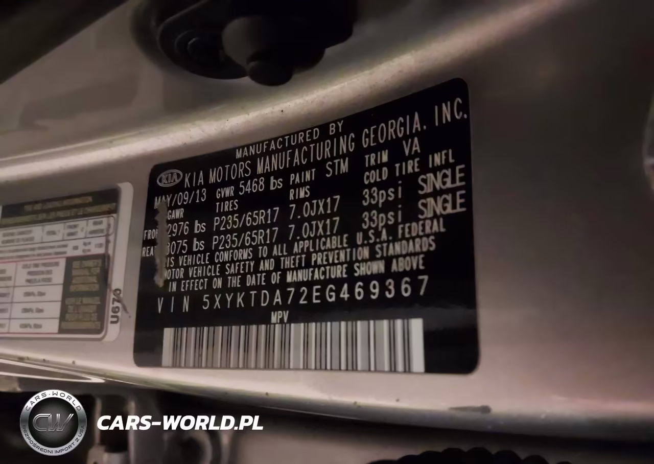 2014 Kia Sorento Lx V6 VIN:5XYKTDA72EG469367 - 9