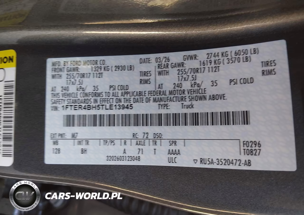 2026 Ford Ranger Xl VIN:1FTER4BH5TLE13945 - 9
