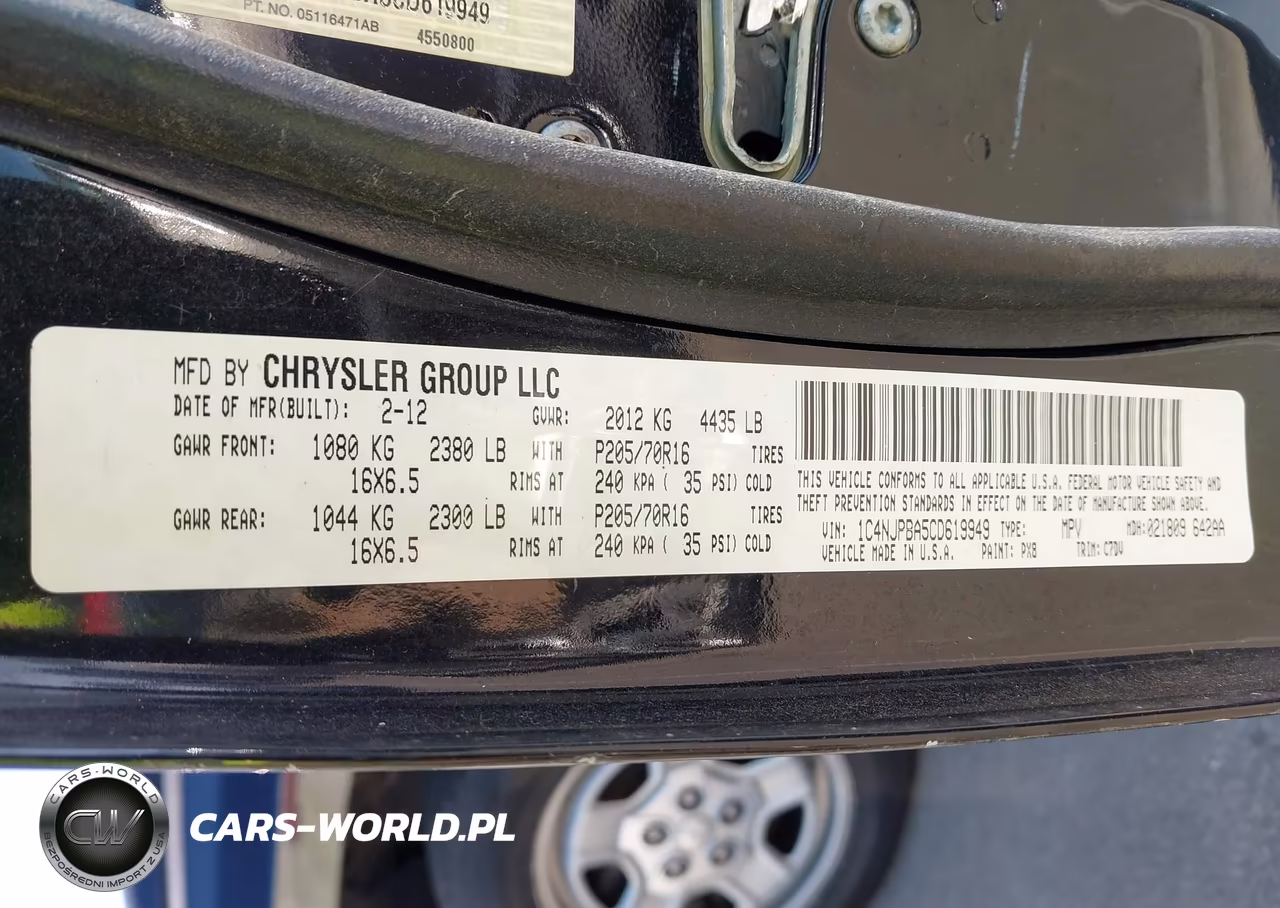 2012 Jeep Patriot Sport VIN:1C4NJPBA5CD619949 - 9