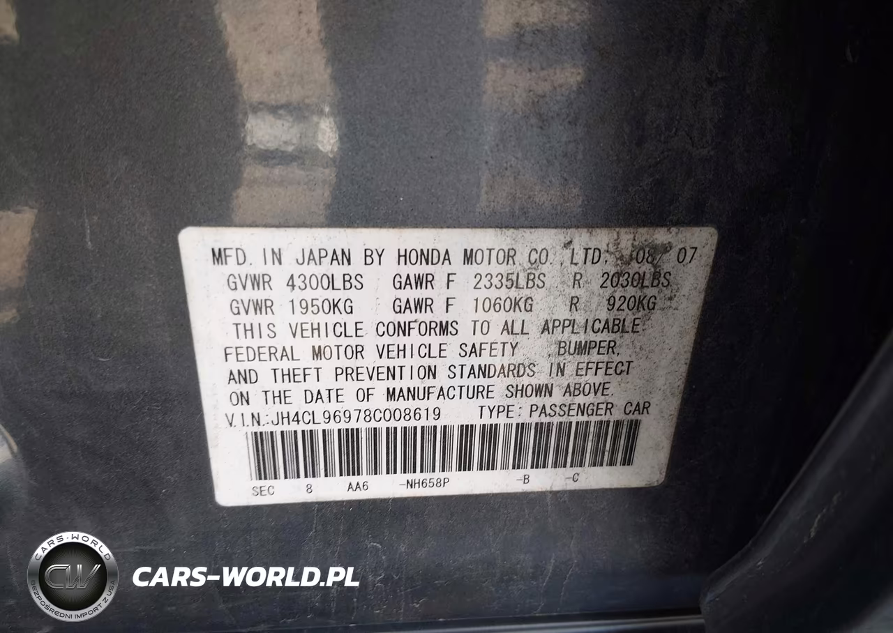 2008 Acura Tsx VIN:JH4CL96978C008619 - 9