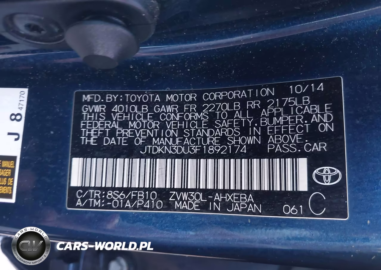2015 Toyota Prius Two VIN:JTDKN3DU3F1892174 - 9