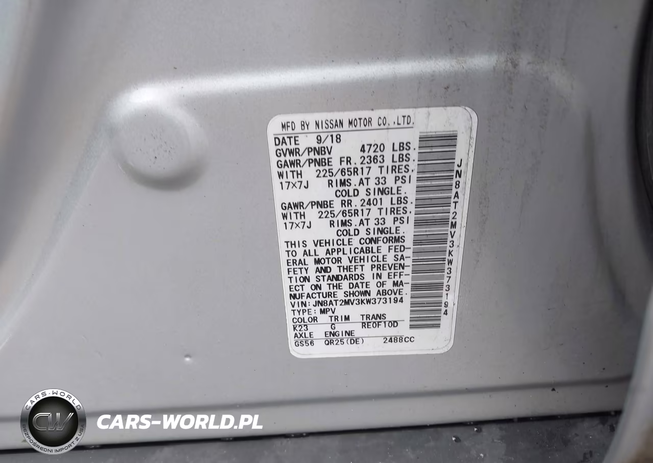 2019 Nissan Rogue Sv VIN:JN8AT2MV3KW373194 - 9