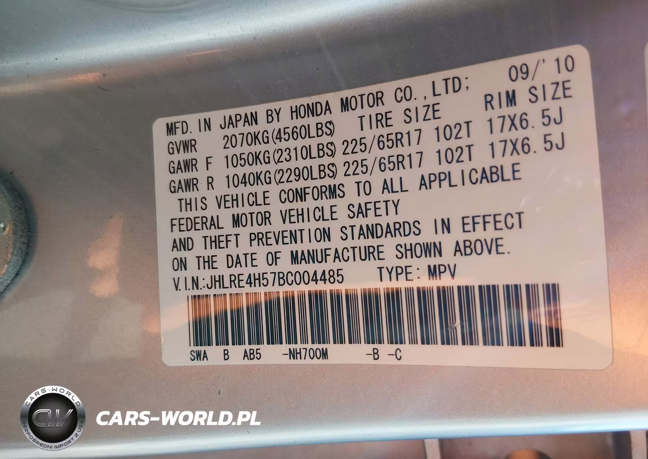 2011 Honda Cr-V Ex VIN:JHLRE4H57BC004485 - 9