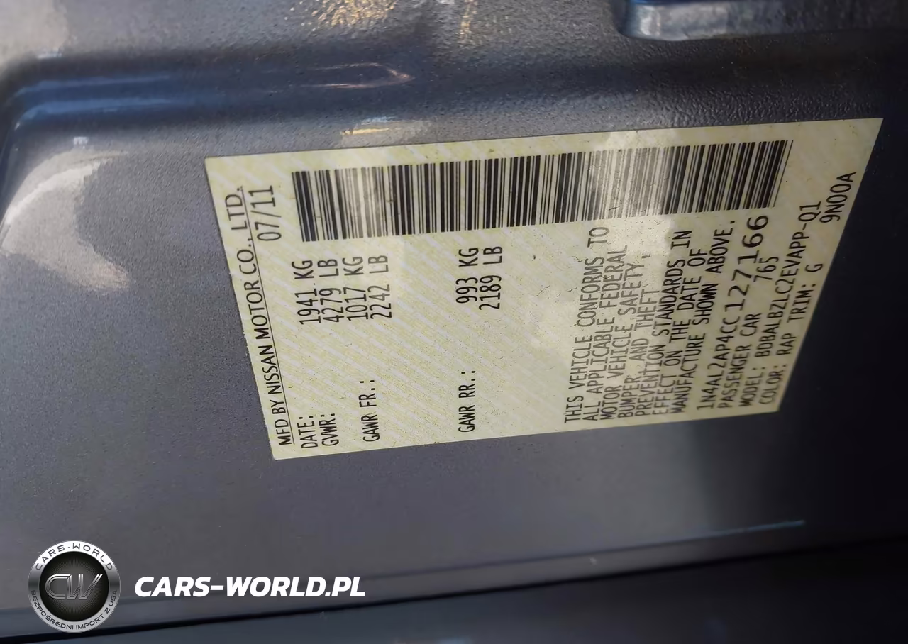 2012 Nissan Altima 2.5 S VIN:1N4AL2AP4CC127166 - 9