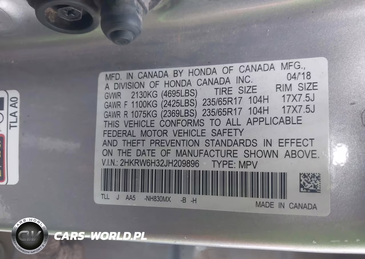 2018 Honda Cr-V Lx VIN:2HKRW6H32JH209896 - 9