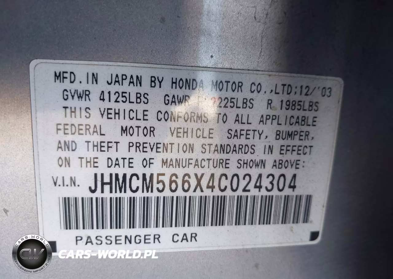 2004 Honda Accord 2.4 Ex VIN:JHMCM566X4C024304 - 9